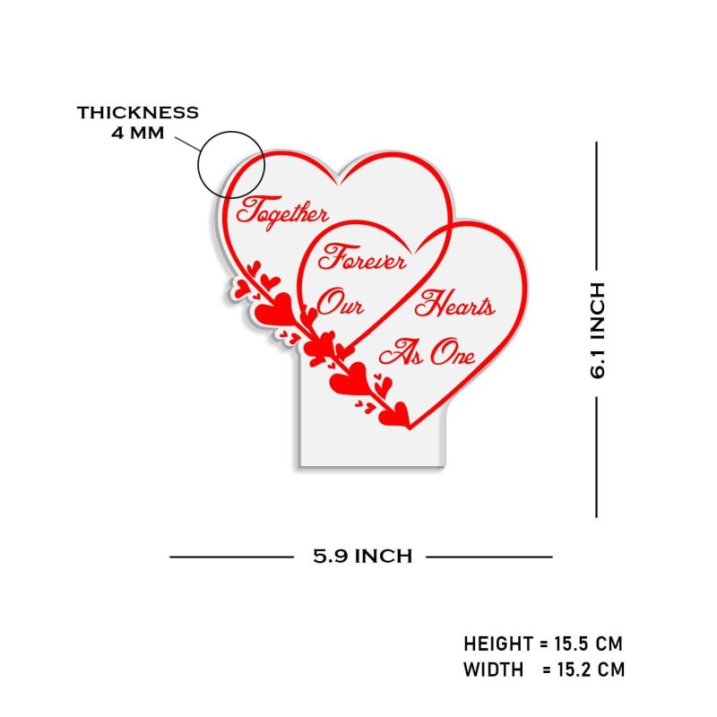 Together Forever Our Heart As One Quote Engraved Night Lamp with Automatic Color Changing Light   Gift for Wife Husband  Surprise Gift for Loveable Person